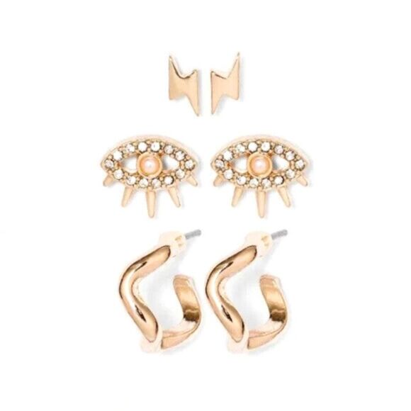 COPY - SUGAR FIX "3 Pair Micro Stud Earring Set" (Gold) ~ NEW!!! - Picture 1 of 5